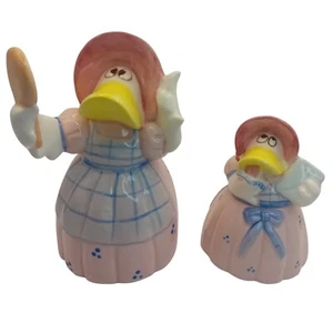 VTG 1987 Fitz & Floyd Dolly Duck Handpainted Cosmetic Brush Holder & Trinket Jar - Picture 1 of 16