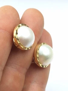 Orecchini Da Donna In Argento 925 Perla 17 MM Australiana Oro Giallo 18 Kt - Foto 1 di 9