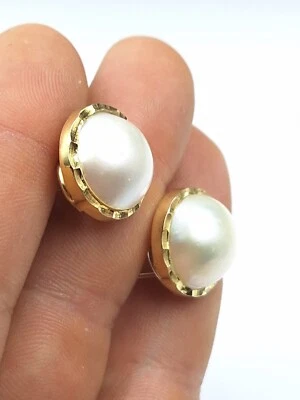 Orecchini Da Donna In Argento 925 Perla 17 MM Australiana Oro Giallo 18 Kt - Immagine 1 di 4
