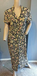 Vestido de Colección Años 90 Cynthia Rowley Estampado Floral Rayón Grunge Festival 10 - Imagen 1 de 6