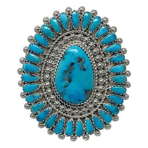 Anillo Justin Wilson, Jr., Kingman Turquesa, Plata de Ley, Navajo, 8 - Imagen 1 de 3