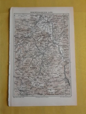 1890-1920s ORIGINAL VINTAGE MAP - Berchtesgadener, German District - C10-3 - Image 1 of 3