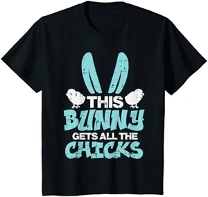 This Bunny Gets All Chicks Cute Easter Kids Toddler Youth Unisex T-shirt - Picture 1 of 4