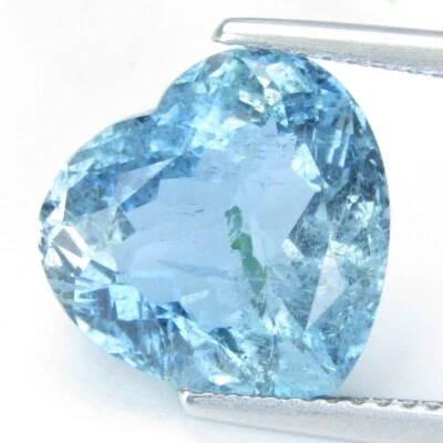 6.03 克拉正品天然蓝色无加热海蓝宝石心形散装宝石 — 第 1/4 张图片