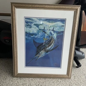 Guy Harvey Signed “Hooked” Wonderfully Framed Lithograph #138/200 - Picture 1 of 8