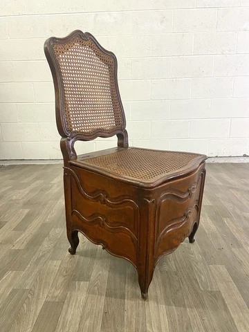 Antique 18th Century French Provincial Louis XV Caned Beech Commode Chair Cover