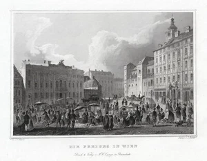 Wien: Die Freiung. Originaler Stahlstich um 1850 - Picture 1 of 1