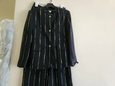 Conjunto Blazer + Pantalones Jones New York Seda Vintage Co-ord Talla 4 Negro/Crema Nuevo sin Etiquetas Foto 1 de 4