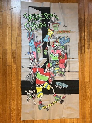 ВИНТАЖНЫЙ настенный гобелен из ткани для скейтбординга 80-е - Изображение 1 из 4