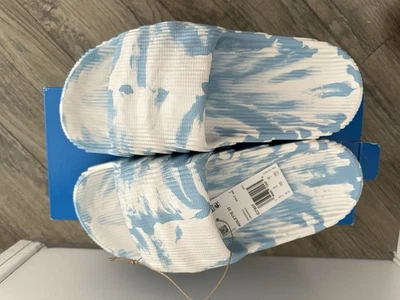 Adidas Originales Adilette 22 Hombre Sandalias Deslizantes Azul Transparente Blanco. Talla: US 8 Foto 1 de 4