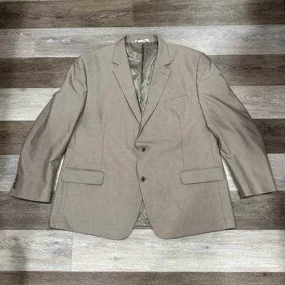 Andrew Fezza Blazer Men’s 50R Beige Sports Coat Jacket 2 Buttons Poly Rayon EUC - Image 1 of 4