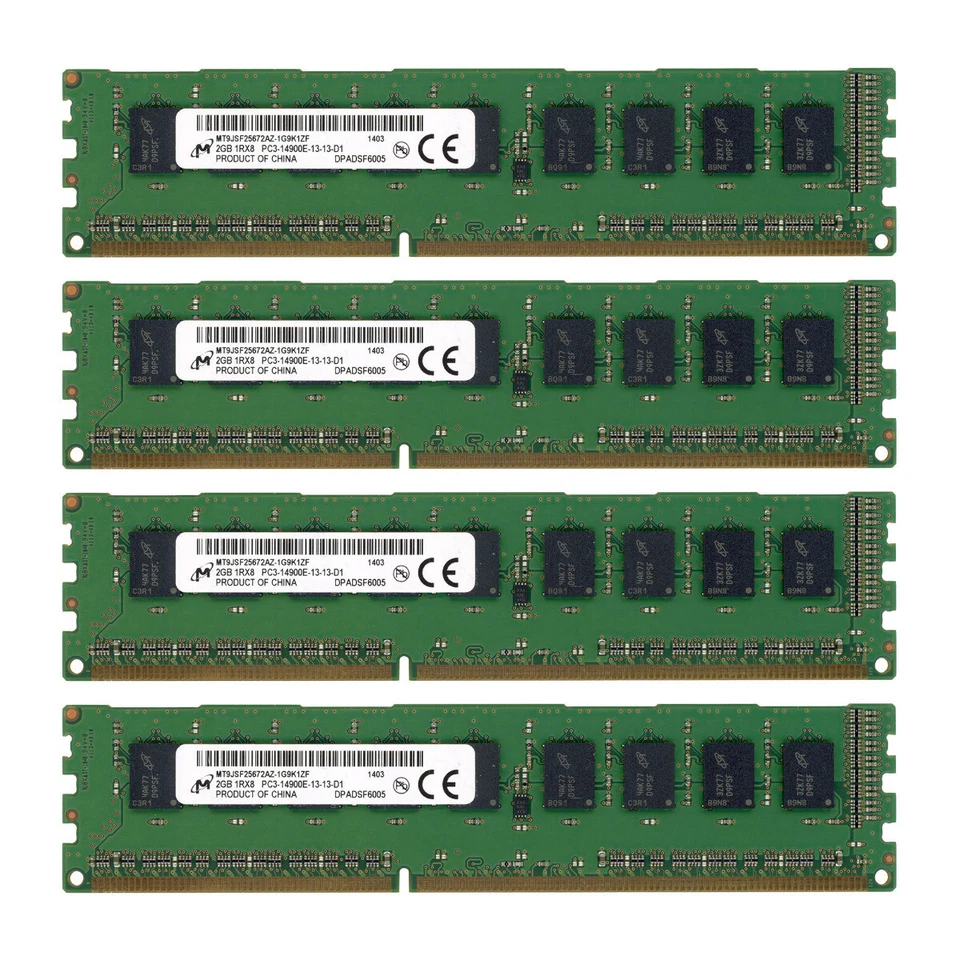 Server RAM Module Micron MT9JSF25672AZ-1G9K1ZF 8GB(4x2GB) DDR3 1866MHz ECC UNBUF - Image 1 of 1