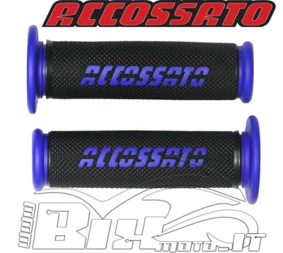 Manopole Racing Accossato Bicolore realizzate in gomma termoplastica BLU -FORATE - Immagine 1 di 4