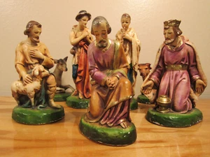 Antike Columbia Statue Weihnachten Krippe Kreidegeschirr Figur Statue x7 - Bild 1 von 16