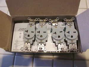 9 x LEVITON W5461-GY Weather-Resistant Single Receptacle, 20 Amp, 250 Volt Gray - Picture 1 of 8