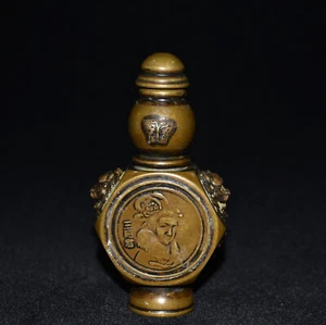 Pure copper imitation red copper He Zhaojun lion snuff bottle ornament - Picture 1 of 9
