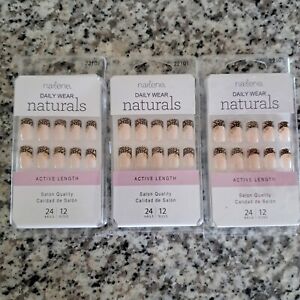 LOT OF 3 Nailene Daily Wear Naturals Active Medium Length  24 Nails 21101