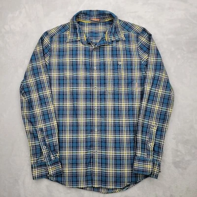 Merrell Shirt Mens Medium Blue Yellow Plaid Hiking Button Up Selectwick Adult M - Image 1 of 4