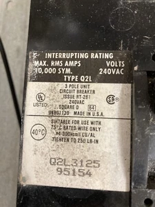 Square D Brand 3pole Circuit Breaker W 60 Amp Rating 240 Volt App - Picture 1 of 4