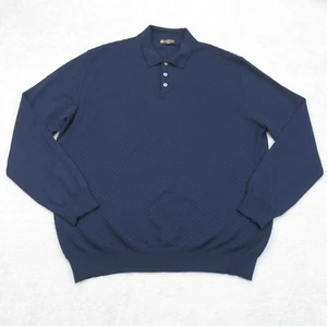 Corneliani Pullover Herren XL dunkelblau Wolle Struktur Pulli Polokragen Italy - Bild 1 von 10