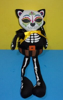 Shelf Sitter Black Kitty Cat Halloween Skeleton Weighted Tush  - Image 1 of 2