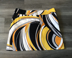 Loudmouth Ladies Skort Skirt Womens 8 Abstract Pattern Black Yellow Golf Tennis