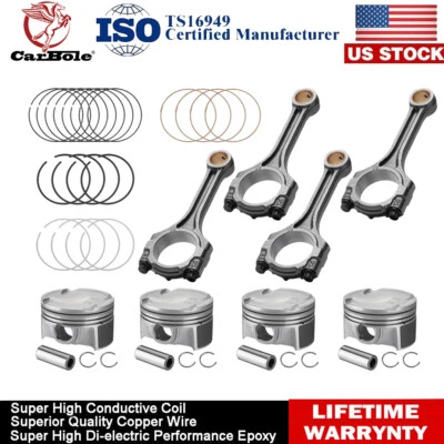Pistão, anéis e hastes de con para 2004-2018 KIA FORTE 5 17-20 HYUNDAI ELANTRA 1,6T - Imagem 1 de 4