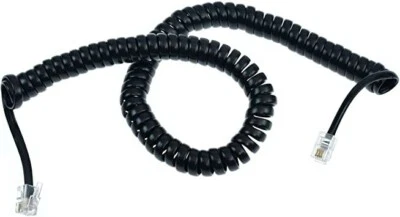 3 Feet Telephone Modular Coiled Handset Cord (BLACK), RJ9, 3ft, 3' - Image 1 of 4