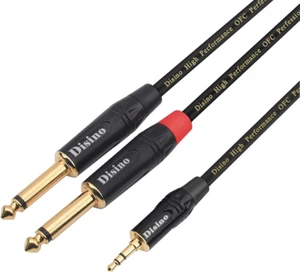1/8 Inch TRS Stereo to Dual 1/4 inch TS Mono Y-Splitter Cable 3.5mm Aux Mini Jac - Picture 1 of 12