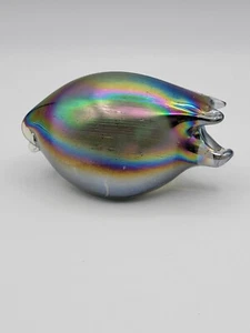 Mexican Iridescent Art Glass Pig Shaped Paperweight Figurine - Picture 1 of 9