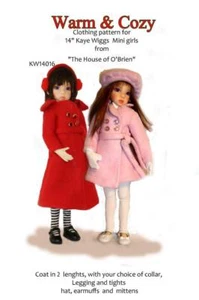 KW14016 Warm & Cozy Coats pattern to fit Kaye Wiggs, 14" mini girls - Picture 1 of 7