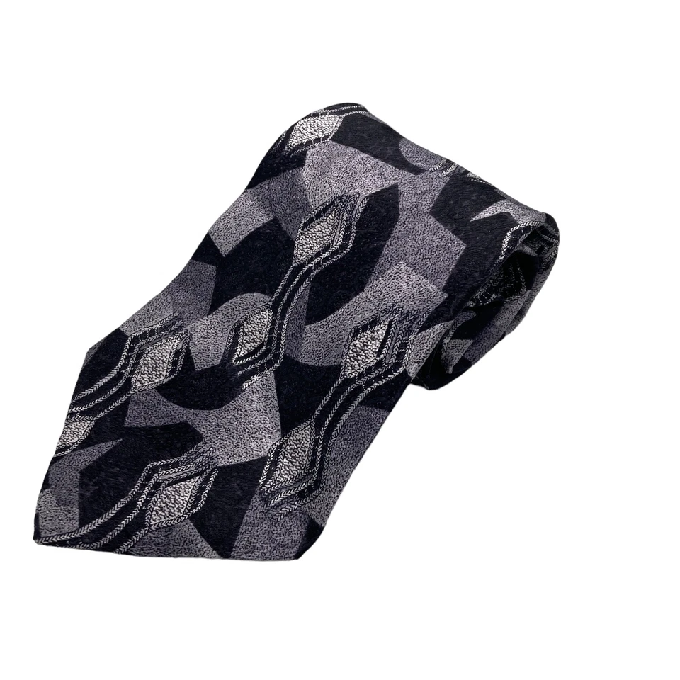 Corbata Alexander LLoyd para hombre negra plateada patrón novedoso Foto 1 de 4