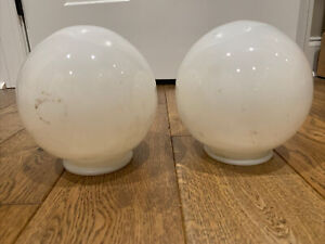 Vintage Pair White Milk Glass Lamp Sconce Shades Globes