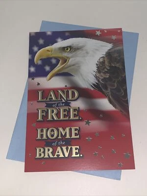 Tarjeta Hallmark Día de los Veteranos: Eagle Land Of The Free Home of the Brave Honor Gracias Foto 1 de 4