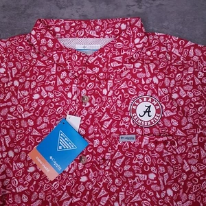COLUMBIA CLG Alabama Crimson Tide Super Slack Tide Shirt Mens Size MEDIUM Red - Picture 1 of 8