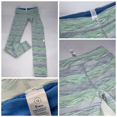 Ivivva Yoga Leggings Sz 12 Girls Light Green Blue Nylon Poly LNWOT YGI F2-308 - Image 1 of 4