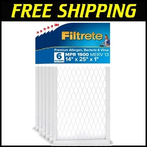 6-Pack MERV 13 Plated Electrostatic AC Furnace Air Filter - MPR 1900 Performance - Picture 1 of 12