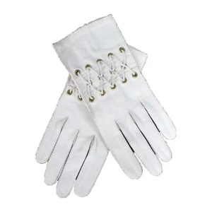 Hermes Vintage weiße Lederschnürhandschuhe Handgelenk Detail Größe 7 - Bild 1 von 7