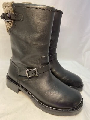 Botas impermeables COLE HAAN Country D13350 de cuero a media pantorrilla de motociclista para mujer 6,5B  Foto 1 de 4