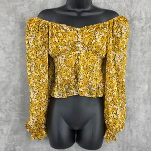 ASTR The Label Concord Crop Top XS Mustard Multi Ditsy Floral Boho ASO Devi New - Picture 1 of 16