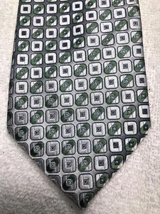 BERGAMO NEW YORK MENS TIE GRAY WITH GREEN 4 X 61 - Picture 1 of 4