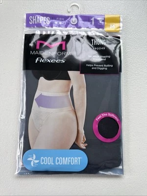 Tanga de encaje Maidenform Flexees suavizante ropa moldeadora fresca cómoda negra mediana Foto 1 de 2