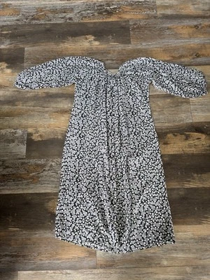 Tucker 100% шелк платье с длинным рукавом Midi размер маленький талии галстук серый коттедж - Изображение 1 из 4