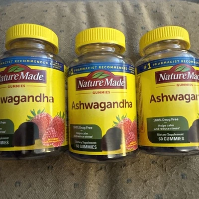 3 x Nature Made Vegan Gluten Free Ashwagandha Gummies Stress Relief Calming 8/26 - Image 1 of 2