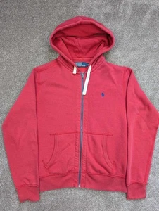 Sudadera con capucha vintage Polo Ralph Lauren para hombre cremallera completa roja talla S pequeña azul logotipo - Imagen 1 de 10