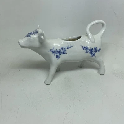 BIA Cordon Azul Blanco Cerámica Vaca Con Flores Azules Hecho en Francia Foto 1 de 4