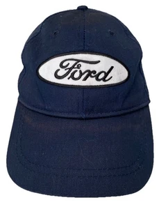 Ford Navy Blue Patch Logo Hat Cap Baseball W Hook & Loop Strap - One Size - Picture 1 of 6