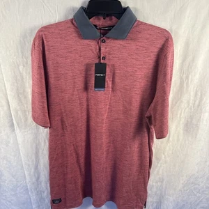 Travis Mathew Mens Size Large Red Common Interest Golf Polo Shirt New Retail $99 - Picture 1 of 5