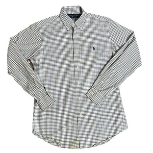 Men’s Polo Ralph Lauren Oxford Shirt Vintage Green Purple Plaid Size Small - Picture 1 of 2
