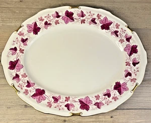 Royal Crown Derby große 15" Servierplatte Ahornblatt weinrot Roségold England - Bild 1 von 10